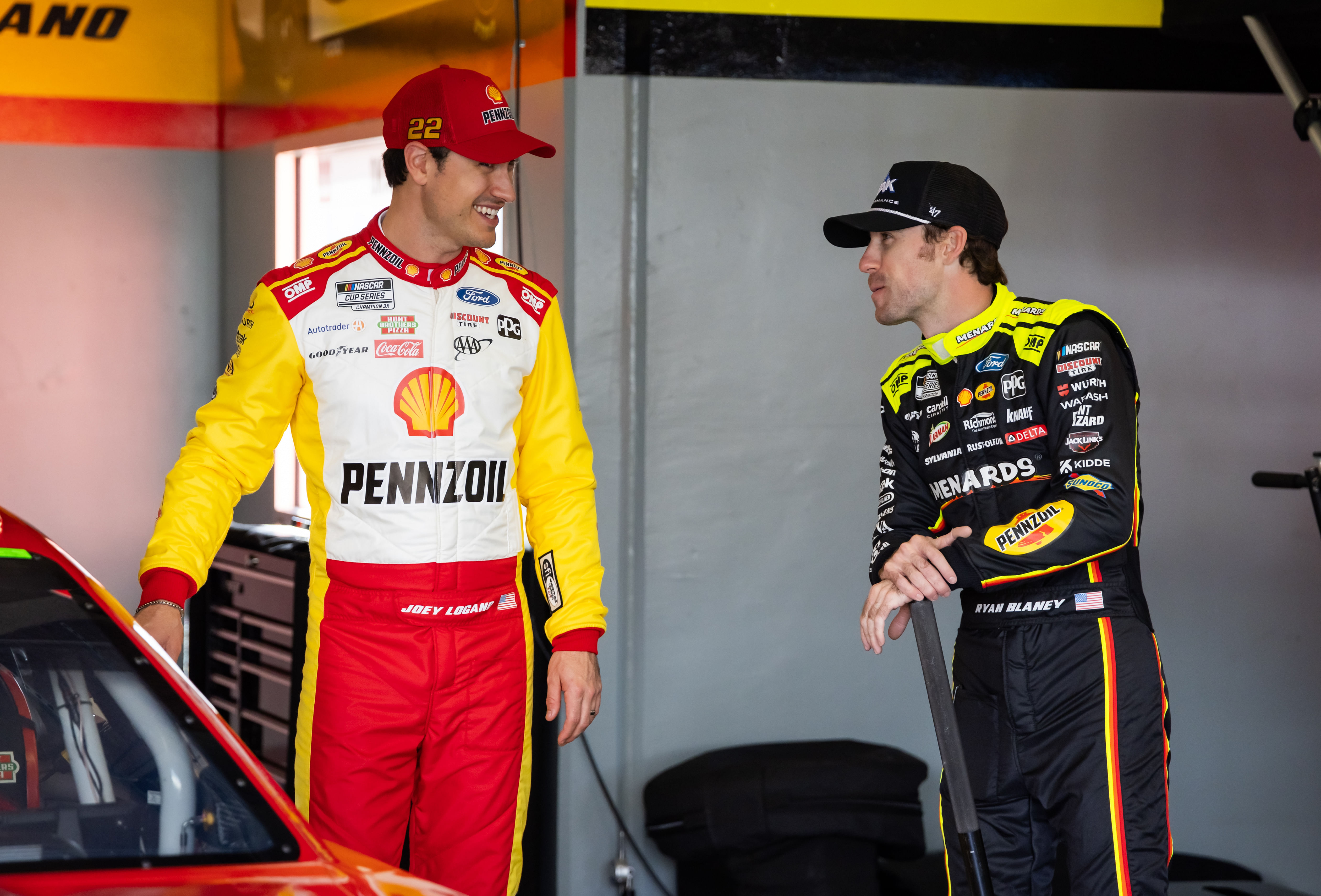 Ryan Blaney and Joey Logano- NASCAR: Cup Practice - Source: Imagn